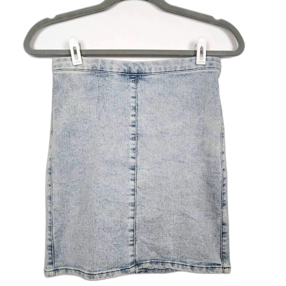 Topshop Moto Stretch Denim Mini Skirt Bodycon Light Acid Wash Size 28 US 6 UK 10 - Picture 1 of 7